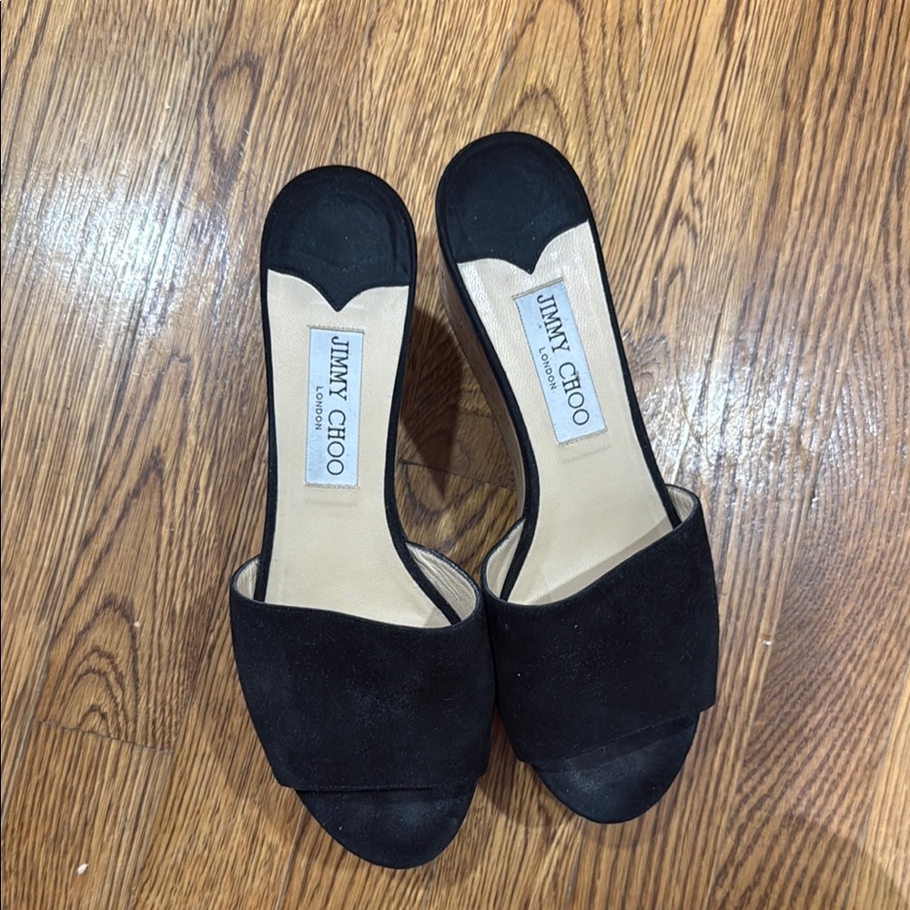 Jimmy Choo Black Suede Mules sandal cork